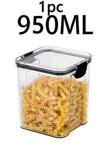 10 piezas / 1 pieza Contenedor de almacenamiento de plástico sellable, caja de almacenamiento de alimentos transparente, fiambrera, tarro de especias, frasco de almacenamiento de refrigerador, frasco para caramelos y frutas secas, para almacenar granos, arroz, fideos y otros suministros de cocina