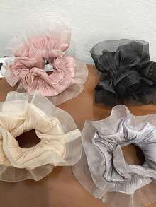 1 件高端串珠双层发带，珍珠光泽，褶边和小众风格，适合女性发型设计 - D-5192 - 查看 7