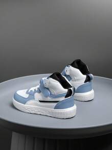 1 pereche de pantofi sport pentru copii, pantofi sport cu talpă înaltă, respirabili, elastici, cu absorbție moale a șocurilor, cu uscare rapidă, antiderapanți, rezistenți la uzură, model patchwork, pentru copii cu vârsta cuprinsă între 6 și 14 ani, băieți sau fete, stil casual - Dusty Blue - Vizualizare 6