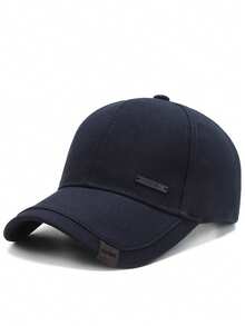 1pc HUA Hip-Hop Baseball Cap With Personalized Metal Label For Men - Navy Blue - View 8