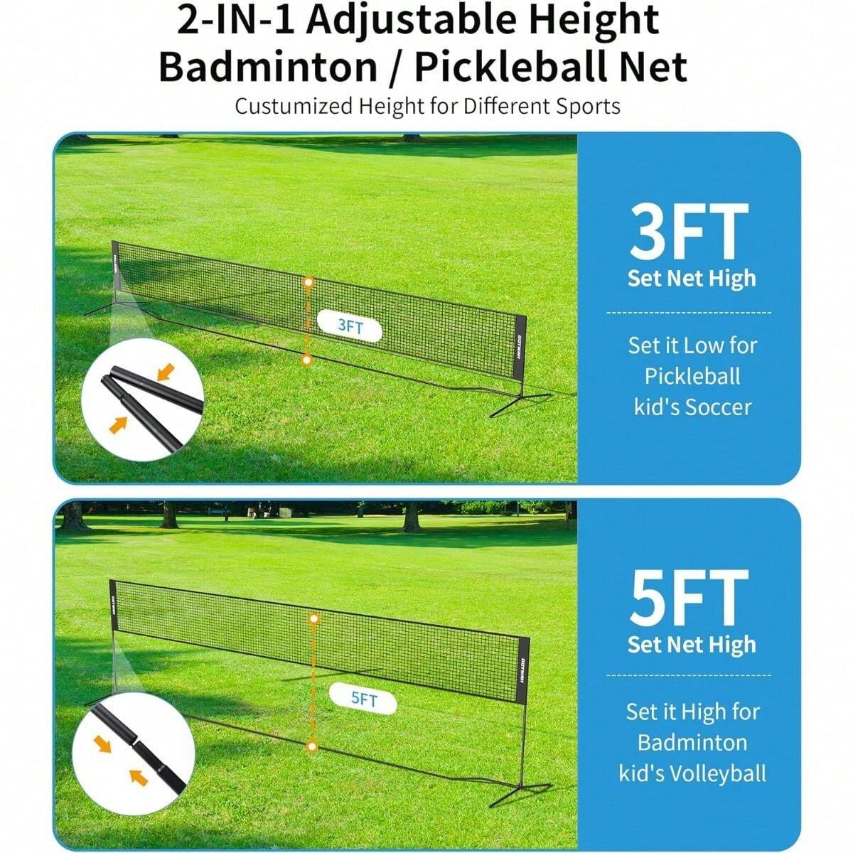 Portable Pickleball Set With Net For Driveway 22FT Regulation Size