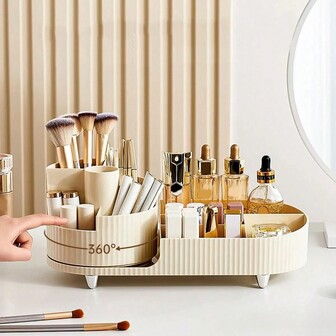 1个360°旋转化妆品收纳盒，适用于化妆刷，桌面收纳盒，大容量，可拆卸桌面支架，旋转笔筒，房间、家居、卧室、浴室、住宅、粉色房间、客厅装饰、旅行用品、礼品袋、送给妈妈、爸爸、男士、朋友、老师的礼物、生日、婚礼、办公桌、书架、配件、礼盒、趣味礼物、收纳、送给女性的礼物、圣诞礼物、女性送礼创意