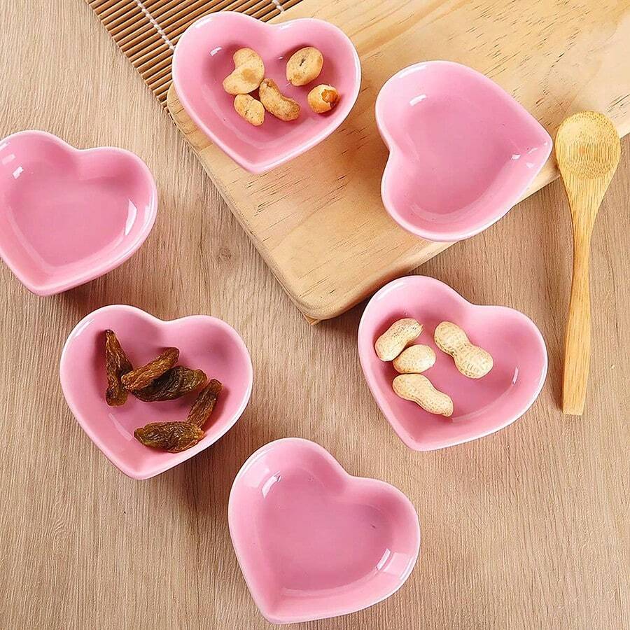 3/6 chiếc Bát sứ/nhựa hình trái tim nhiều màu sắc, Bát sứ hiện đại, Bát đựng gia vị, Đĩa đựng nước sốt, Thích hợp cho tiệc cưới và tiệc sinh nhật (Đo lường thủ công sẽ có sai số 1-5mm), Nhà bếp, Quà tặng Giáng sinh, Đồ dùng học tập