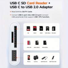 2022 Vszapower 3-In-1 USB TF/SD Card Adapter: Fast, Portable, Plug & Play Data Transfer Compatible With Ipad, , Galaxy - White - View 4