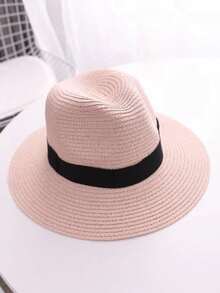 One Unisex Panama Jazz Hat With Flat Top, Fashionable Western Cowboy Straw Hat - A - View 7
