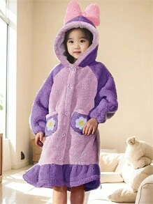 Bata con capucha y moño para niña,Batas Para Dormir,Bata De Dormir - Morado - Ver 1