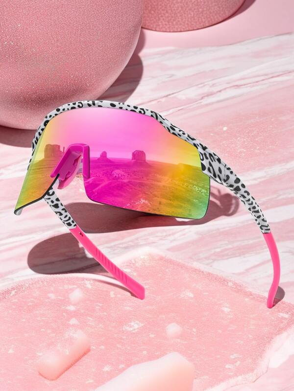 015068863-0003-YG90562 1pc Adjustable Rubber Soft Nose Pad Cycling For Women, Extra Large Frames In Leopard, Polka Dot, Neon, Nude, Rose Red, Art Prints, Outdoor Wind-Resistant Color Block, Cow, Zebra Striped, Gradient, Polycarbonate Anti-Explosion Lenses, Glasses, Casual, Fashion Glasses With Silicone Non-Slip Pads