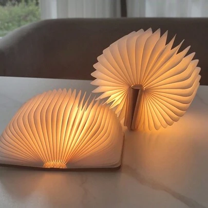 1pc LED Wooden Glow Book Light, 3 Color Options, Suitable For Holidays, Birthdays, Girlfriend Gifts, USB Rechargeable Night Light, Valentine's Day, Christmas Surprise Gift
