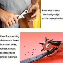 1pc Multi-Functional Steel Pliers German Style Belt Hole Puncher Belt Punch Pliers - Red - View 9
