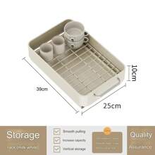 Stainless Steel Drawer Design Cabinet Single Layer Pull Out Draining Rack With Rail For Bowl, Dish, Kitchen Storage - White - View 6