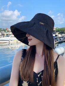 時尚格紋漁夫帽，帶金屬扣，2024夏季新款扁平頂遮陽帽，女性款，防紫外線，休閒日常穿著，瘦臉提升，1入組 - 平頂漁夫帽 - 查看 11