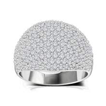Anel de Domo de Diamante - Anel de Moda Feminino em Prata com Grande Vazado de Casamento Feminino, Cristal de Metal, Anel Quadrado com Pedra Cristalina Tamanho 6-10