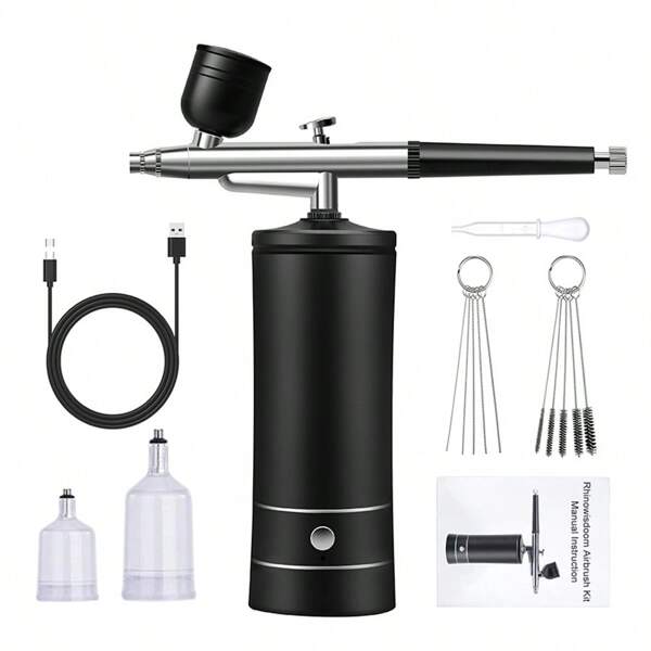 Portable Rechargeable Wireless Airbrush With Compressor Single Action Spray Gun For Nail Art Craft Cake Paint Tools