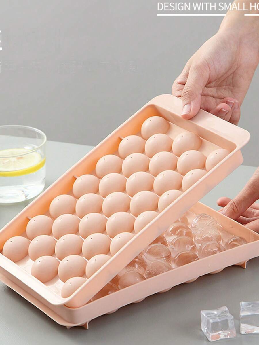 One Piece, Round Ice Mold Ice Cube Tray With Ice Ball Film Ice Making Homemade Ice Cube Tray Mold Ice Cube 33 Shelf,Ice Cube,Party,Travel,Wedding,Birthday,Graduation,Bachelorette Party,Bachelorette,Kitchen,Kitchen Items,Storage,Decor,Outdoor. - Baby Pink - View 1
