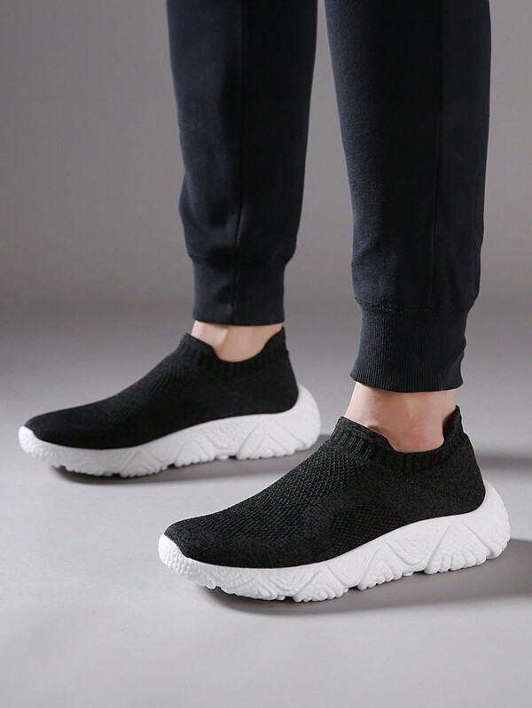 Ultra-Lightweight And Soft Popcorn-Bottom Slip-On Elastic Mesh Socks-Style Sports And Casual Shoes For Men Walking And Running