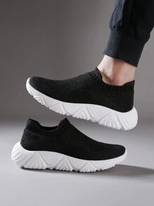 Ultra-Lightweight And Soft Popcorn-Bottom Slip-On Elastic Mesh Socks-Style Sports And Casual Shoes For Men Walking And Running