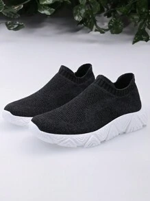 Ultra-Lightweight And Soft Popcorn-Bottom Slip-On Elastic Mesh Socks-Style Sports And Casual Shoes For Men Walking And Running