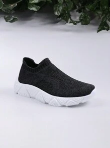 Ultra-Lightweight And Soft Popcorn-Bottom Slip-On Elastic Mesh Socks-Style Sports And Casual Shoes For Men Walking And Running