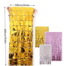 1 pièce, rideau de fond de fête avec paillettes en sequin, décor de mariage, douche d"anniversaire, mur à paillettes, rideau en feuille d\\"aluminium - Doré - Voir 2