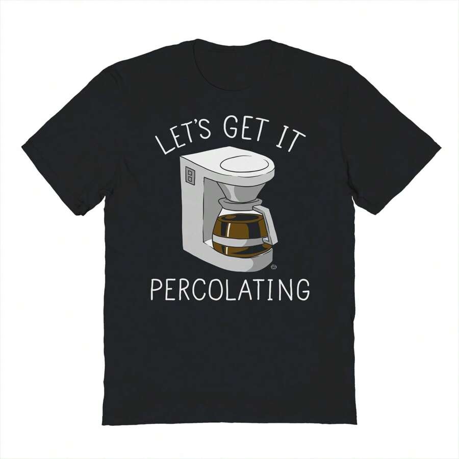 Nearly There Percolating Graphic Coffee Cotton Short-Sleeve T-Shirt