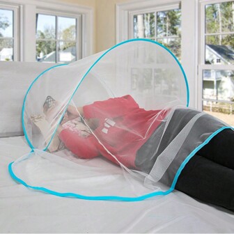 1pc Foldable And Portable Mosquito Net, Easy To Install, Suitable For Travel And Business, With Head Cover, Mini Size For Face And Head Protection, New Style