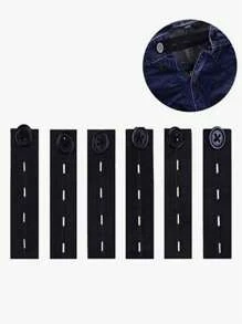 2pcs Solid Waist Extender With Metal Hook, Simple Polyester Adjustable Jeans Button Extender, Suitable For Home Use