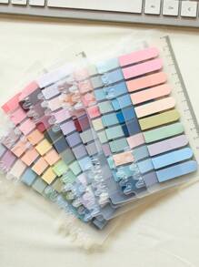 10张2000片欧式复古莫兰迪PET分类索引贴活页清新简约半透明N次贴办公文件记录贴