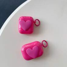 Dusty Rose Heart Shaped Protective Case For AirPods 2/3/Pro/Pro2/4 - Hot Pink - View 2