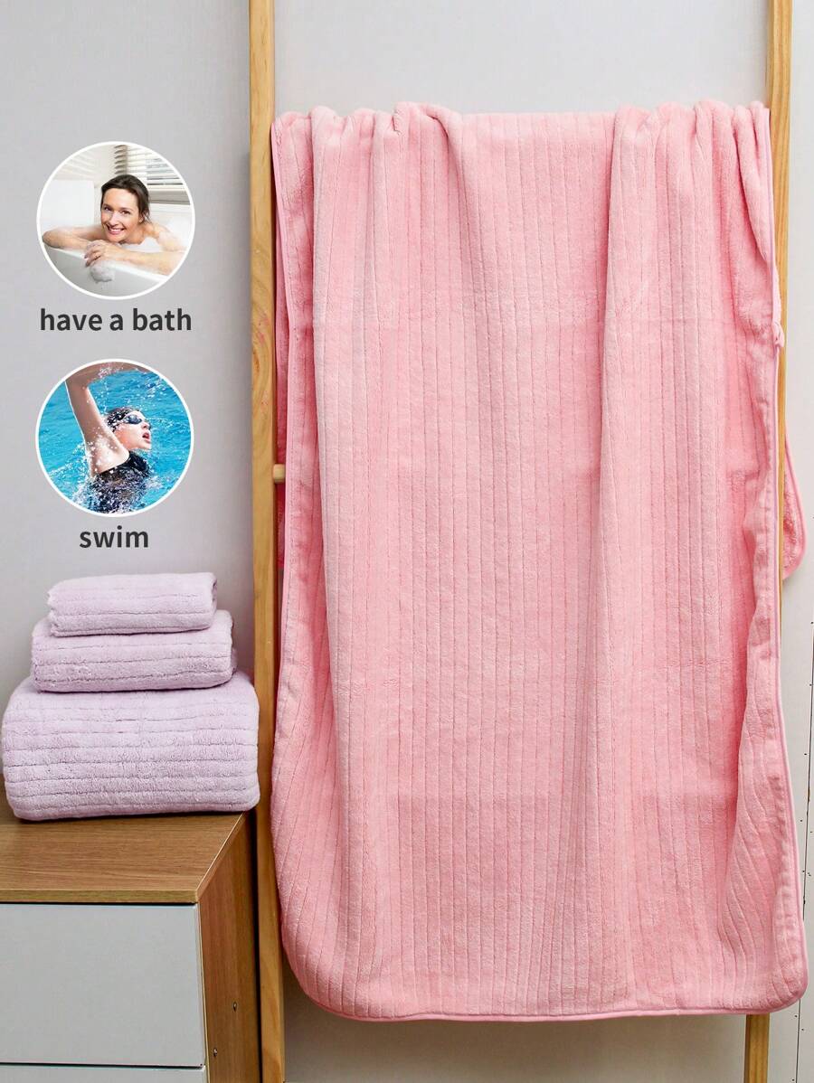 Ensemble de 3 pièces de serviettes de bain à rayures, comprenant 1