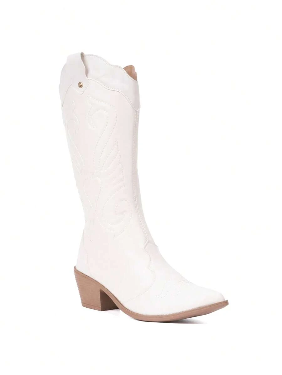 Domidona Women Knee-High Boots - 米色 - 查看 1
