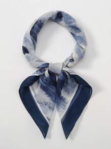 1入組簡約花卉印花70cm小方巾，新春頭巾女士多功能腰包配件絲帶頭箍時尚圍巾頭巾，適合打扮造型 - 灰色 - 查看 5