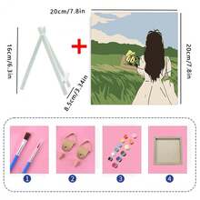 1 Bộ Tranh Đầy Màu Sắc Tranh Kỹ Thuật Số Tự Làm Tranh Nghệ Thuật Treo Tường Cô Gái Hoạt Hình Đáng Yêu Với Khung Gỗ, Thích Hợp Để Treo, Đặt Trên Bàn, Giảm Áp Lực Và Quà Tặng - zp401 - Xem 2