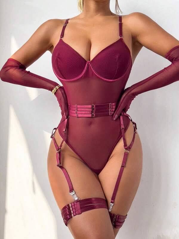 Conjunto De Lencería Sexy De Malla