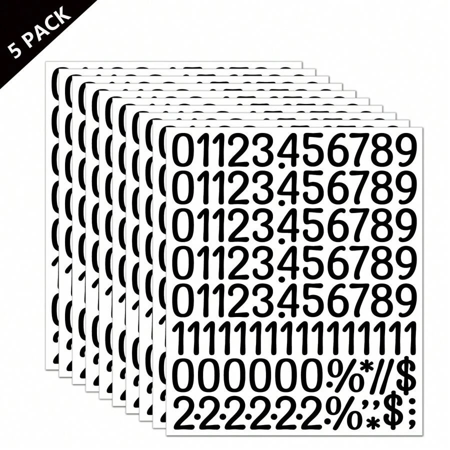 5 Sheets Of 1 Inch Waterproof Digital Stickers For Hand Account, Number ...