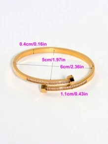 1 pièce Bracelet jonc à pointes d'ongles simple et à la mode de couleur dorée - Doré - Voir 9