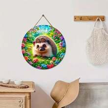 1pc Wooden Hanging Sign, Cute Hedgehog Wooden Hanging Sign, Indoor Craft Decor For Garden Wreath, Backyard, Patio, Beach Bar, Bedroom, Wall Hanging (8x8 Inches 20cm X 20cm), Picture Rope For Display Only, Holes Reserved, Random Style - Multicolor 8 - View 5