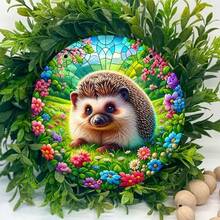 1pc Wooden Hanging Sign, Cute Hedgehog Wooden Hanging Sign, Indoor Craft Decor For Garden Wreath, Backyard, Patio, Beach Bar, Bedroom, Wall Hanging (8x8 Inches 20cm X 20cm), Picture Rope For Display Only, Holes Reserved, Random Style - Multicolor 8 - View 3