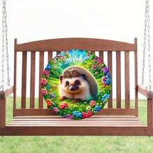 1pc Wooden Hanging Sign, Cute Hedgehog Wooden Hanging Sign, Indoor Craft Decor For Garden Wreath, Backyard, Patio, Beach Bar, Bedroom, Wall Hanging (8x8 Inches 20cm X 20cm), Picture Rope For Display Only, Holes Reserved, Random Style - Multicolor 8 - View 7