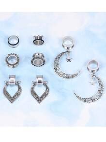 1-4 Cặp nút tai dạng ống bằng thép không gỉ, mặt dây chuyền hình mặt trăng, dụng cụ mở rộng, dụng cụ căng giãn, đồ trang sức xỏ khuyên tai hình mặt trăng 6mm-20mm - Nhiều màu - Xem 5