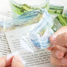 MOCARD 1捲2m INS風景和紙膠帶，復古創意美學貼紙，DIY裝飾拼貼手工藝材料，節日禮物，個性化剪貼簿學校文具