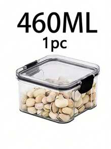10 piezas / 1 pieza Contenedor de almacenamiento de plástico sellable, caja de almacenamiento de alimentos transparente, fiambrera, tarro de especias, frasco de almacenamiento de refrigerador, frasco para caramelos y frutas secas, para almacenar granos, arroz, fideos y otros suministros de cocina