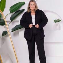 Plus Size Overcoats - Black - View 2