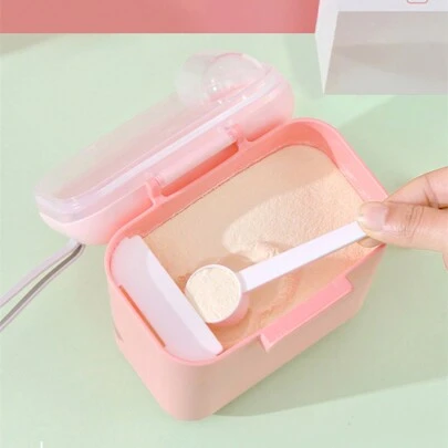 Dispensador portátil de fórmula para bebés; Caja de almacenamiento separada para arroz y alimentos complementarios; Contenedor de almacenamiento sellado de gran capacidad para alimentos y fórmulas con cuchara medidora adecuada