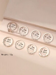 8入組新款歐美波西米亞風格鑲鑽蝴蝶環節戒指，時尚珠寶。 - 彩色 - 查看 4