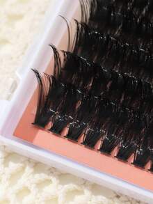 Bộ mở rộng mi cong 80D 12-18mm D với sợi mi liên kết và keo dán cụm lông mi Dụng cụ trang điểm DIY Bộ mi mở rộng để dán mi - màu đen - Xem 4