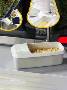 1pc, Microwave Pasta Cooker, Microwave Pasta Cooker With Strainer, Heat Resistant Pasta Boat Steamer, Spaghetti Noodle Cooking Box Tool - Multicolor - View 4