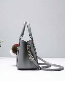 时尚简约手提包，配有礼品吊坠，最佳母亲节礼物创意，母亲节礼物，妈妈礼物，妈妈必备品，外出妈妈包 - 深灰色 - 查看 2