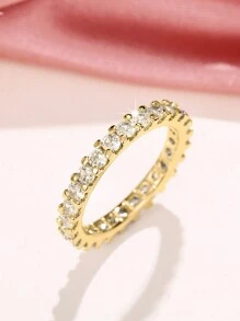 1 chiếc nhẫn đá Cubic Zirconia thanh lịch, trang sức cưới/đính hôn dành cho nữ. - Vàng - Xem 5