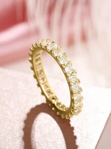 1 chiếc nhẫn đá Cubic Zirconia thanh lịch, trang sức cưới/đính hôn dành cho nữ. - Vàng - Xem 4