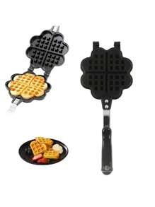 Molde para Hacer gofres, Molde para Hornear, Molde para Hornear, Molde Antiadherente de aleación de Aluminio, Placa Doble para Cocina casera - Negro - Ver 5